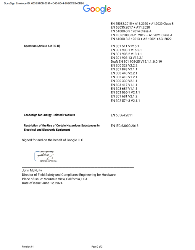 UK Declaration of Conformity page 2