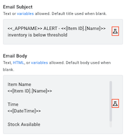 Click flask icon to access Template Assistant