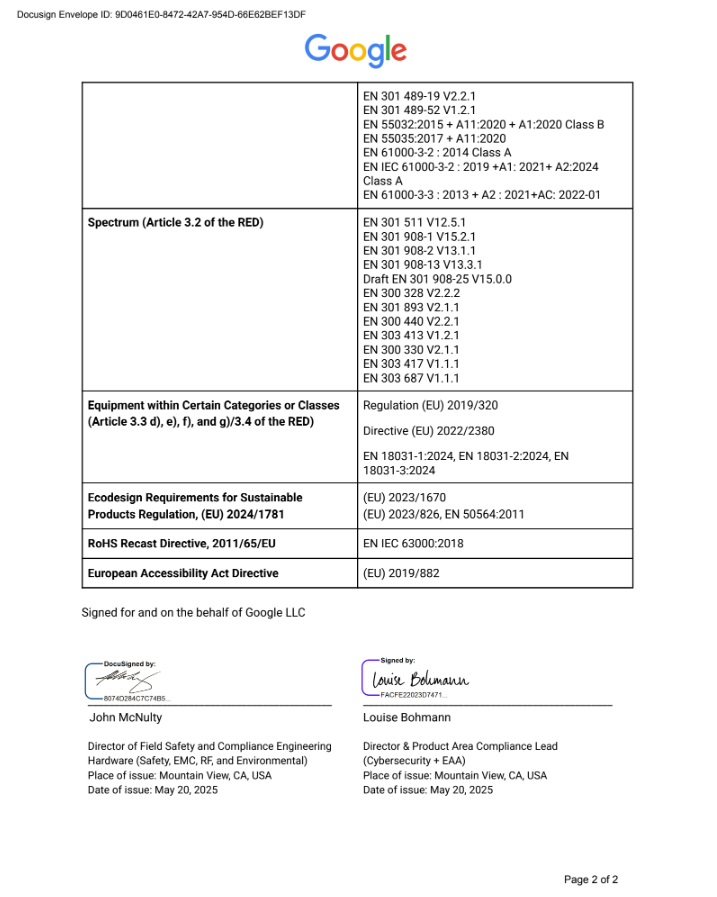 EU Declaration of Conformity page 2