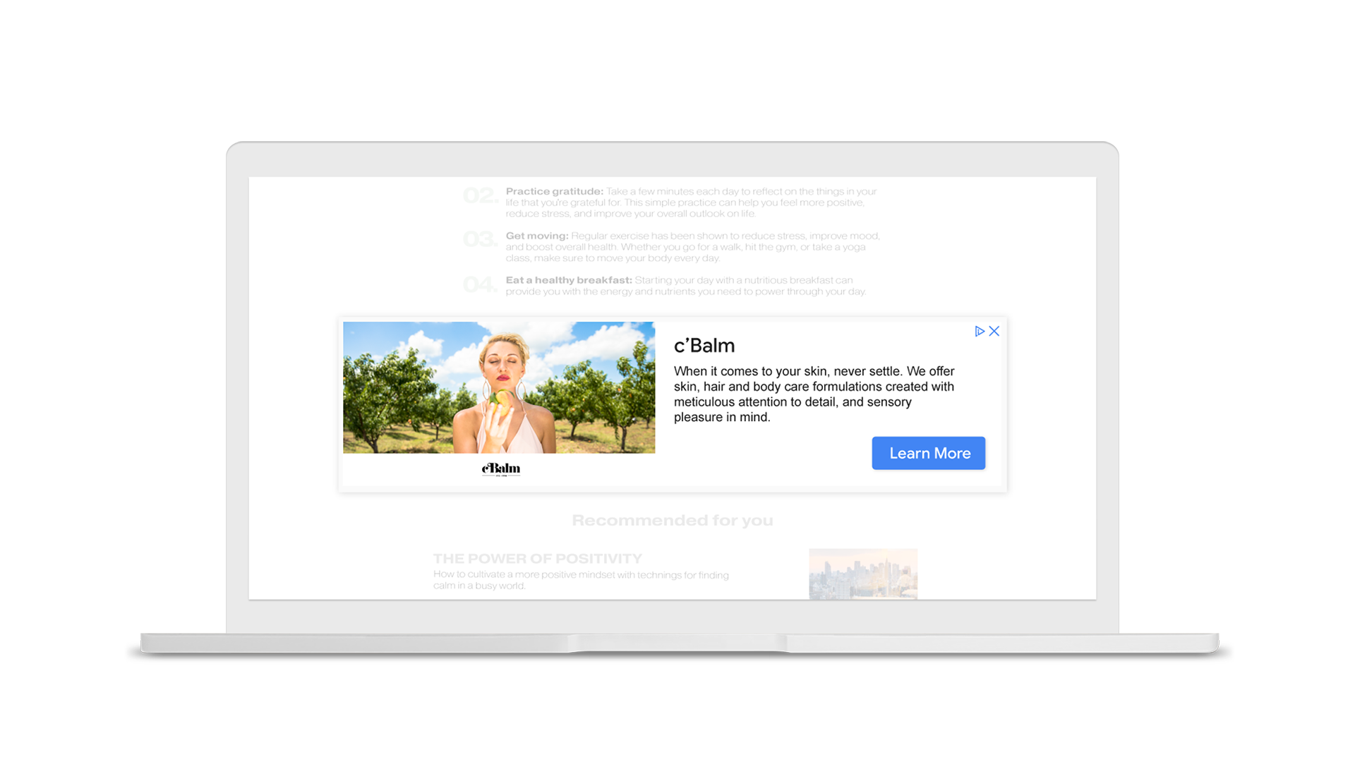 Example of a banner ad on desktop.