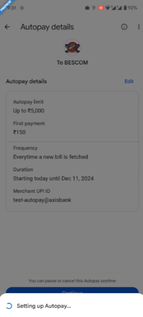 Setting up Autopay prompt