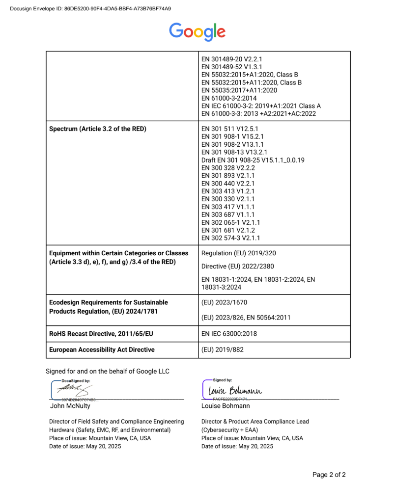 EU Declaration of Conformity page 2