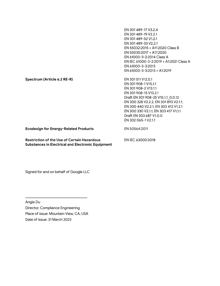 UK Declaration of Conformity page 2