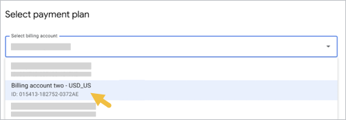 Select a billing account