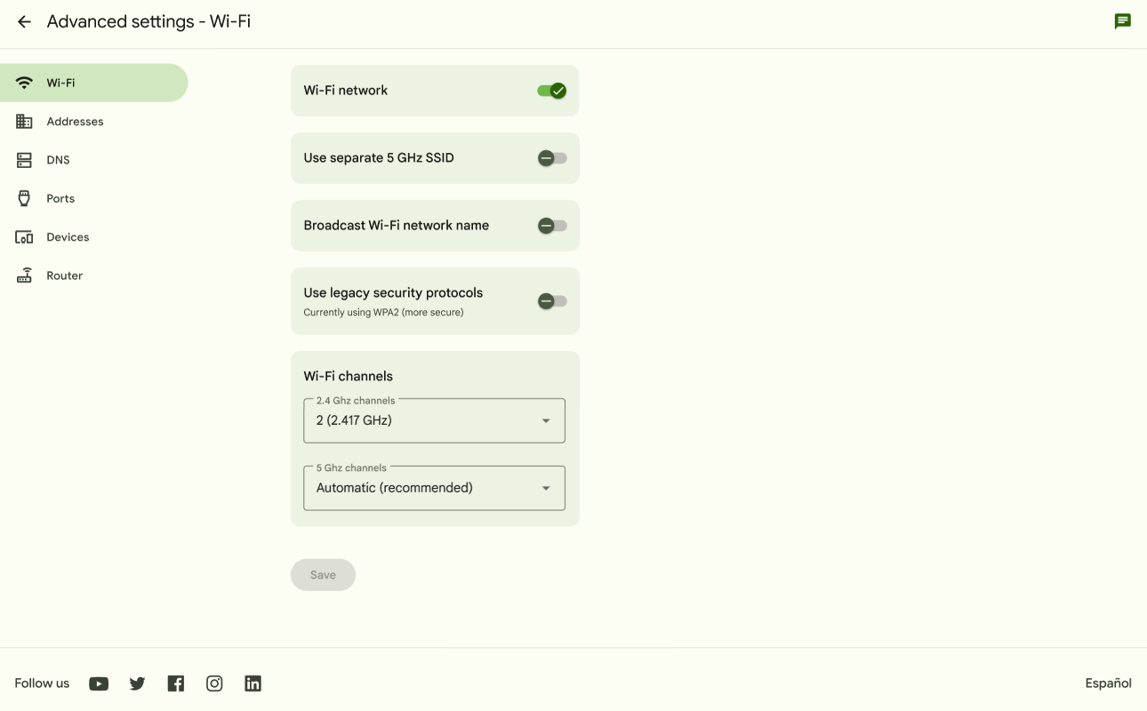 View advanced settings in your Google Fiber account. 