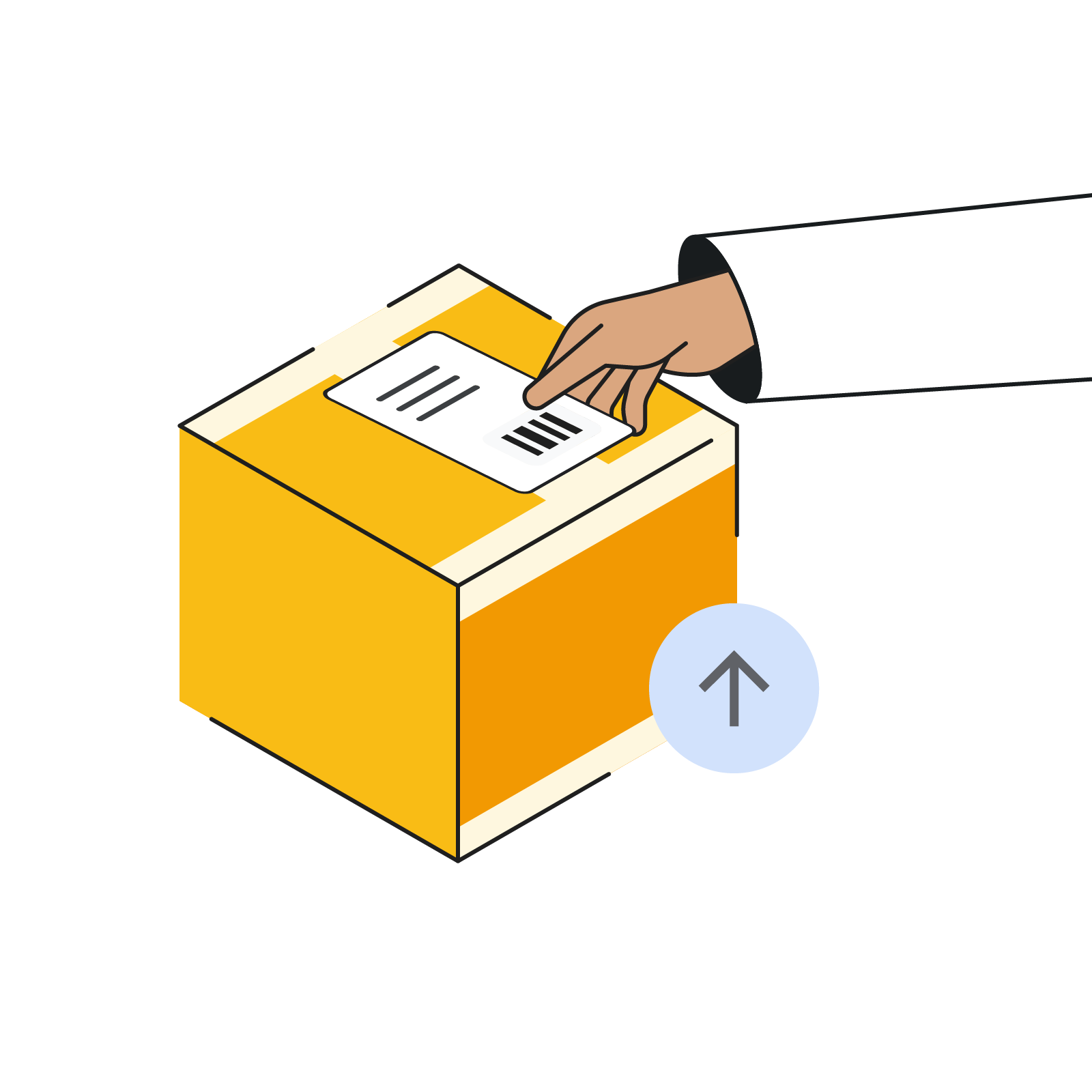 Apply the shipping label to the box