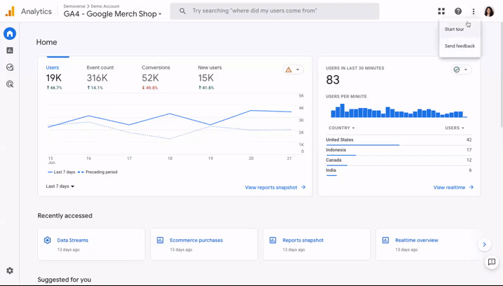 GA4] About the Home page - Analytics Help