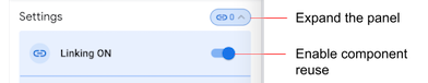 Expand the Linking panel and toggle the Linking setting to enable or disable component reuse