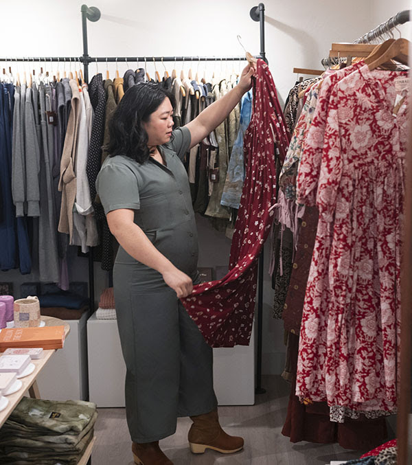 Lady shopping for a new dress