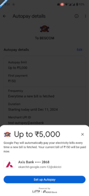 Set up final Autopay details