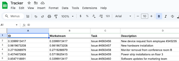 Tracker Google Sheet