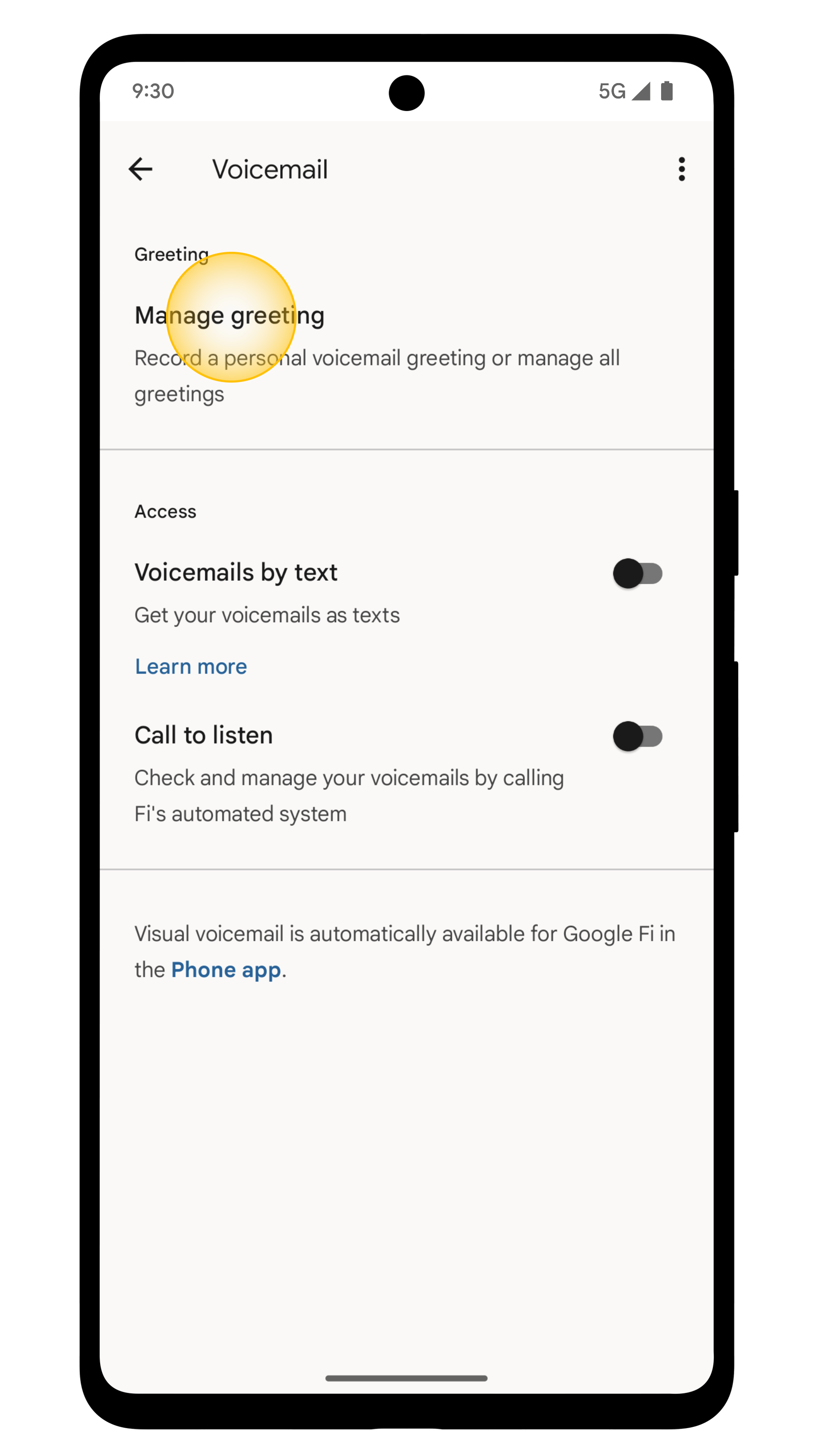 Manage greeting