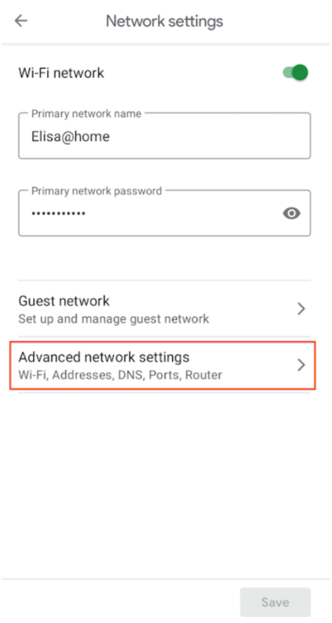 touch advanced network settings