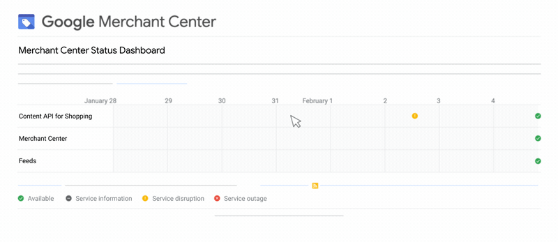 An animated GIF that demonstrates how to use the Merchant Center status dashboard.