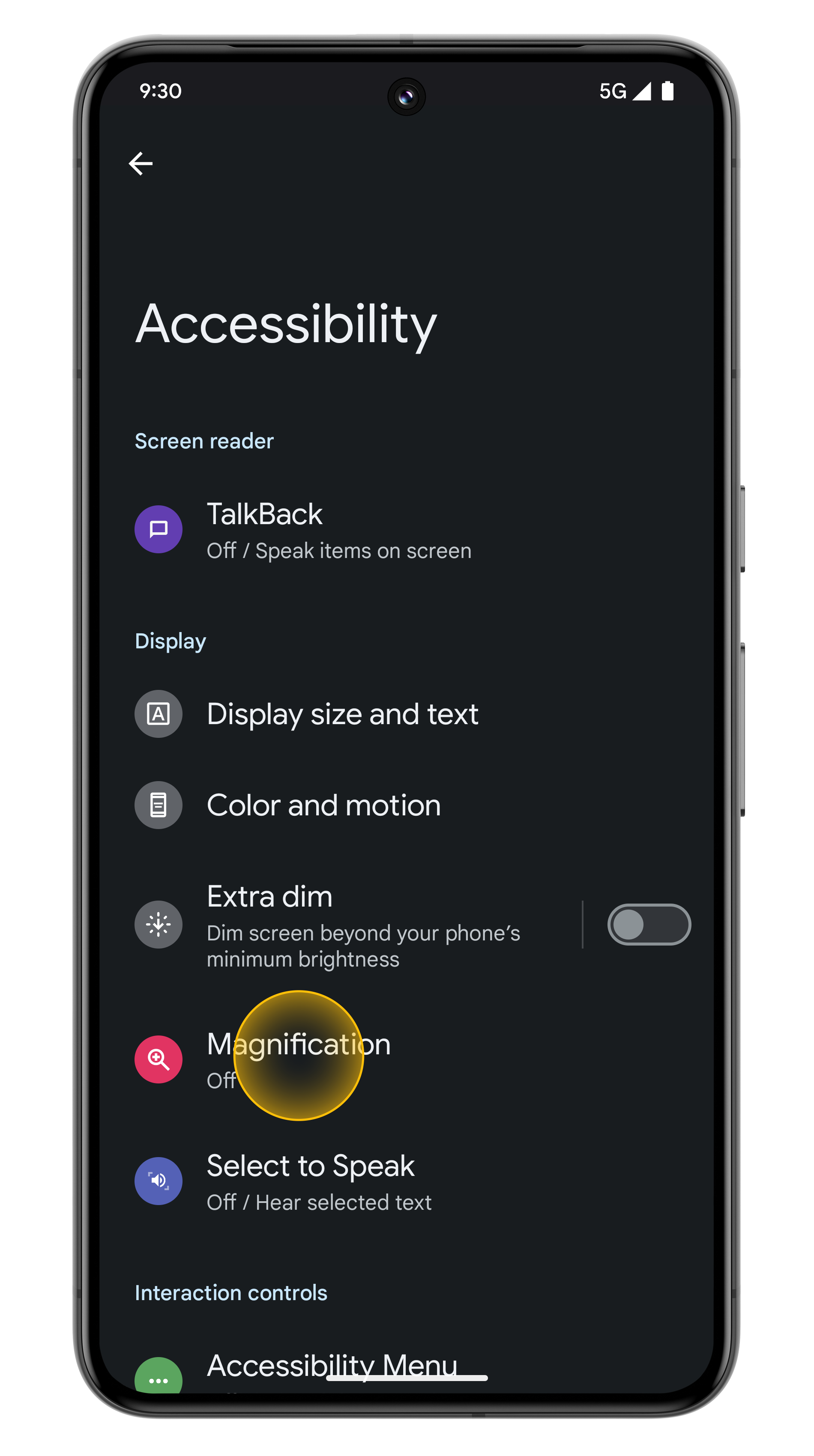 Set up accessibility shortcuts Step 2