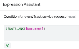 Type ISNOTBLANK([Document]} in the Expression Assistant