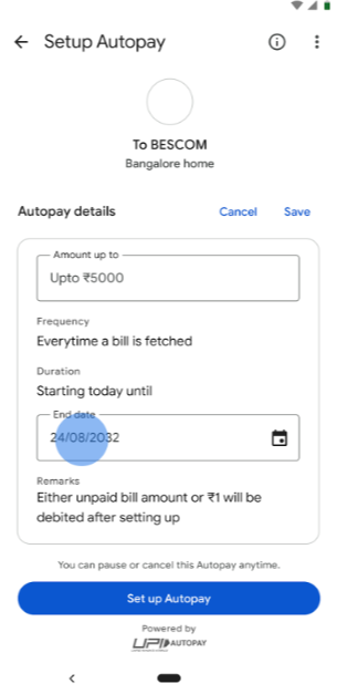 Where to set the Autopay duration