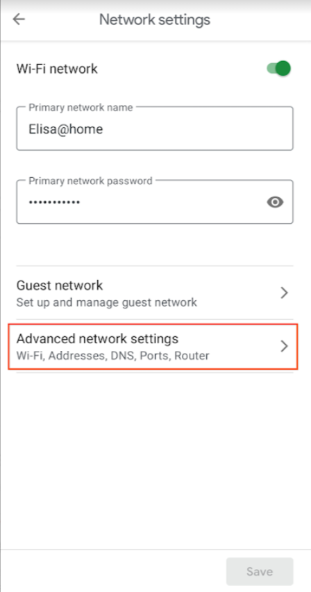 touch advanced network settings