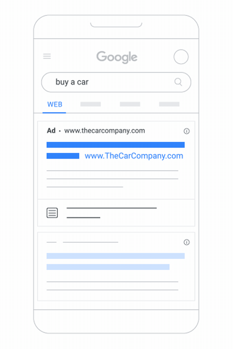 This animation shows what a lead form ad with a 'visit site' option looks like.