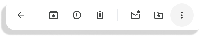 An image of the simplified toolbar in Gmail. You can archive, report spam, delete, mark as unread, and move messages in the simplified toolbar.