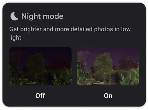 Camera Go settings: Night mode