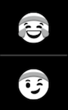 Examples of laughing and winking emojis