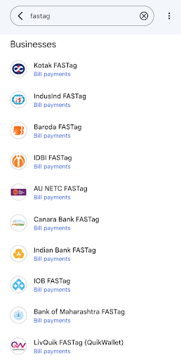 FASTag banks