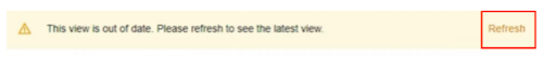 Warning message indicating the dynamic email is out of date with the Refresh button highlighted.