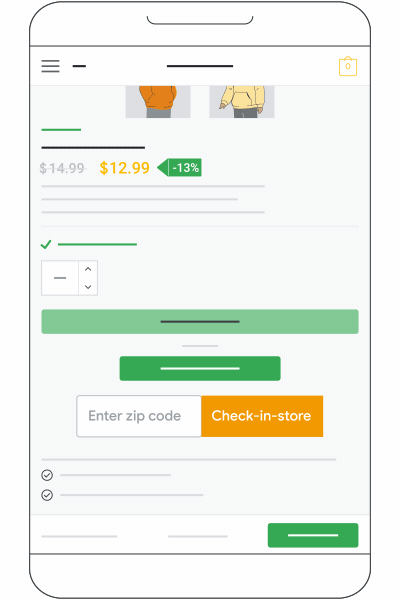 This is an animation that demonstrates how a customer can check the availability of an item in your store by entering their zip code.