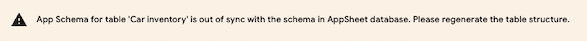 Warning message for regenerate schema