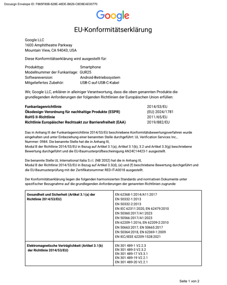 EU DoC Pixel 9 GUR25 p1
