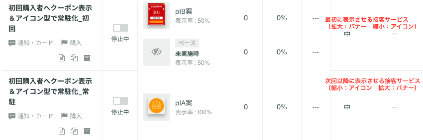 ストア 初回購入者へクーポン表示 アイコン型で常駐化 設定方法 ドキュメント ストア シナリオストア Karteサポートサイト