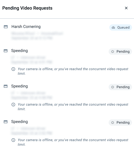 Pending video request panel