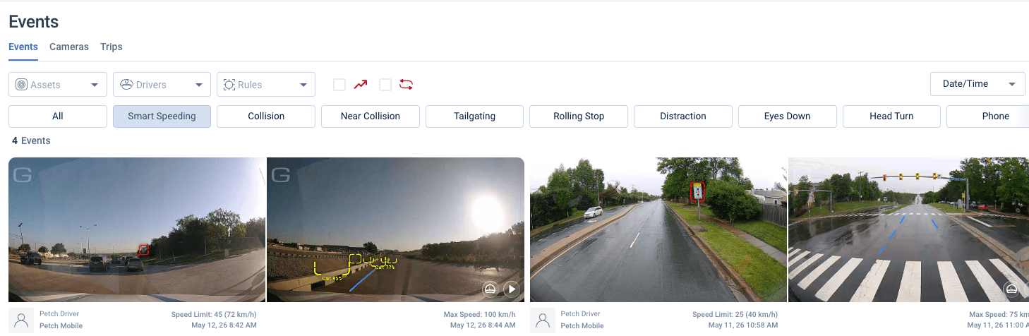 Image showing smart speeding events