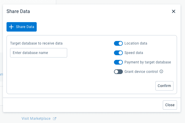 Image showing new Grand Control option on Share Data page.