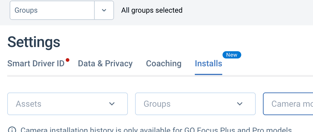 Image showing new instals tab in MyGeotab