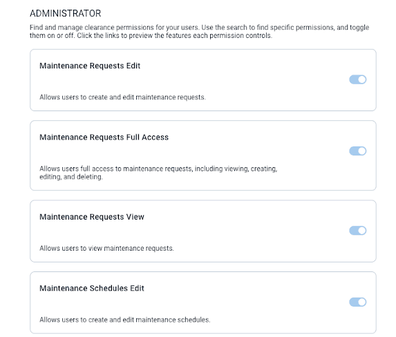 Image showing maintenance clearance settings