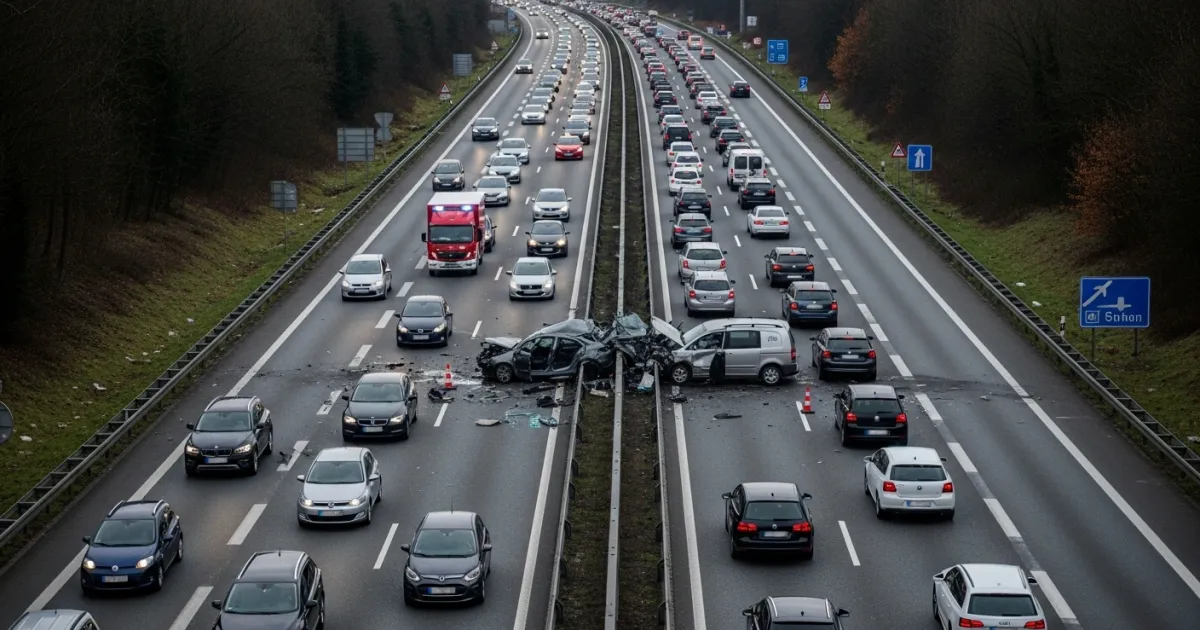 Eight Slightly Injured in Multi-Car Collision on A7 Near Uttrichshausen