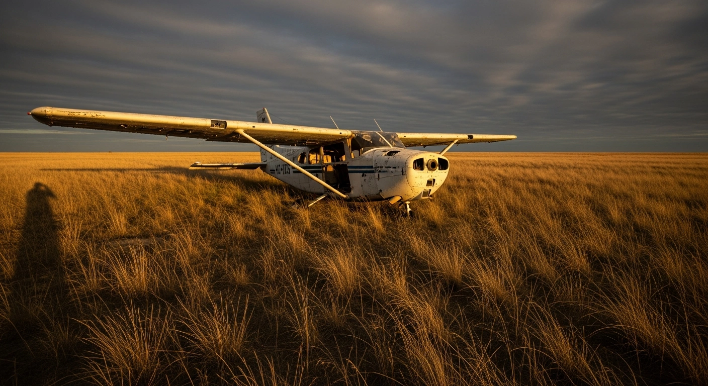 An abandoned small aircraft sits in a remote field in Santa Fe province as Argentine authorities investigate its origin and potential links to illicit activities.