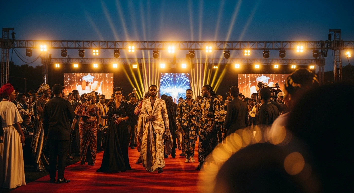 Elegant celebrities walk the red carpet at the Africa Magic Viewers' Choice Awards ceremony in Lagos, Nigeria.