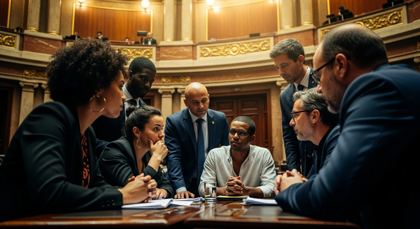 A group of Afro-Brazilian representatives participates in a public hearing at the Brazilian Chamber of Deputies to discuss historical contributions and systemic equality.