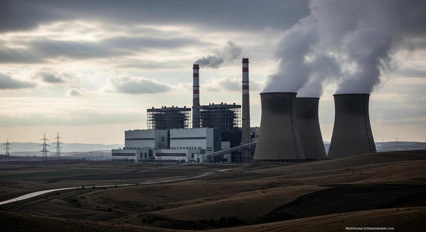 The Afşin-Elbistan thermal power plant stands in a vast landscape after a court ruling halted its planned expansion due to environmental concerns.
