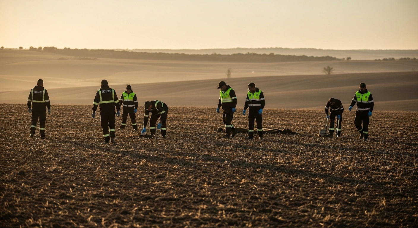 Specialized investigators search a rural field in Córdoba, Argentina, as part of the ongoing search for Agostina Vega.