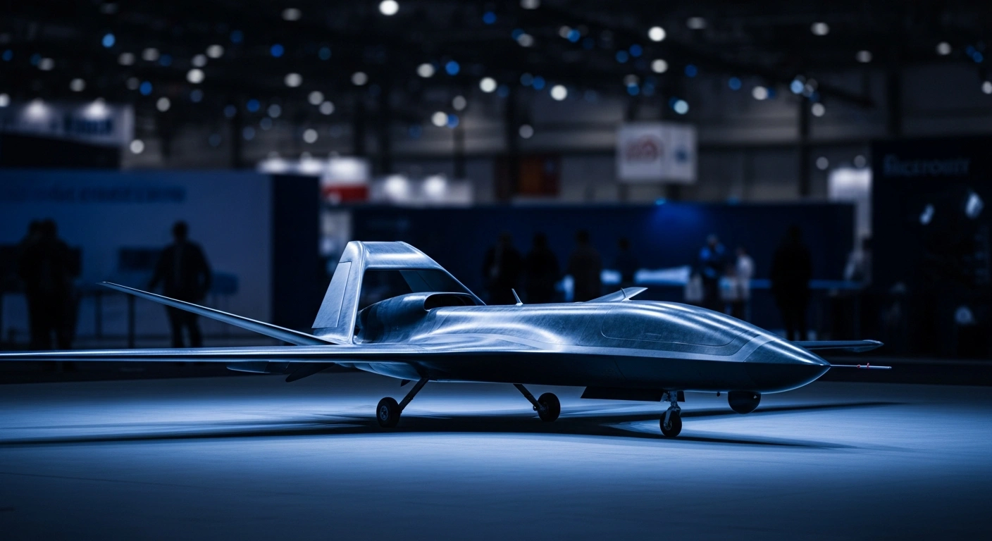 The AIRLAS Cobra 600 air defense drone concept is displayed at the ILA Berlin air show by Diehl Defence and Polaris Raumflugzeuge.