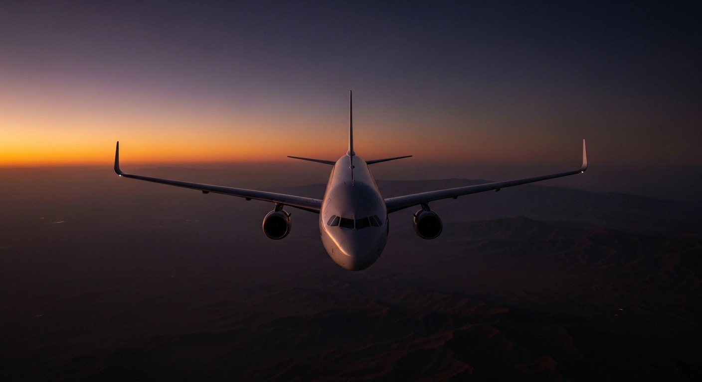 A commercial airliner flies through the sky as part of a safety precaution to avoid high-risk airspaces in the Middle East due to geopolitical tensions.