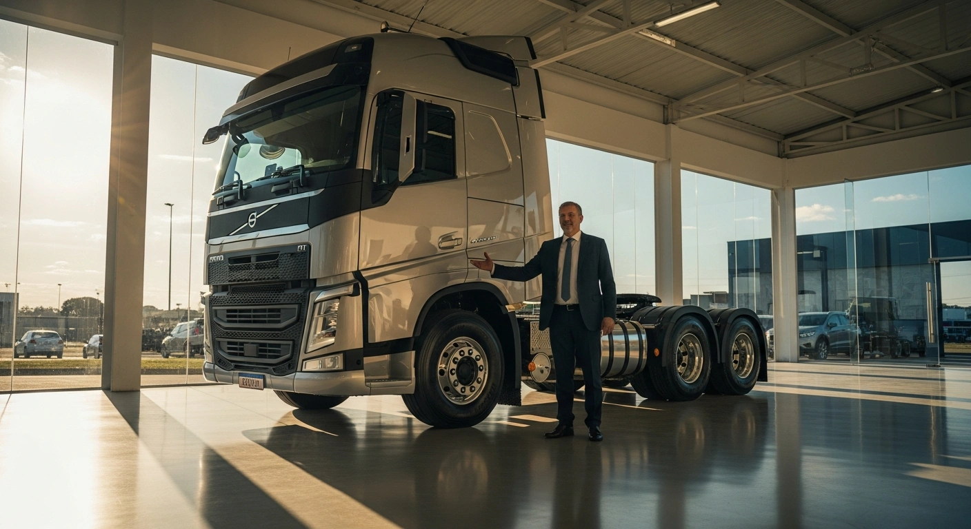 Brazilian Vice-President Geraldo Alckmin inspects a modern Scania truck at a dealership in Santa Maria to promote the Move Brasil fleet modernization program.