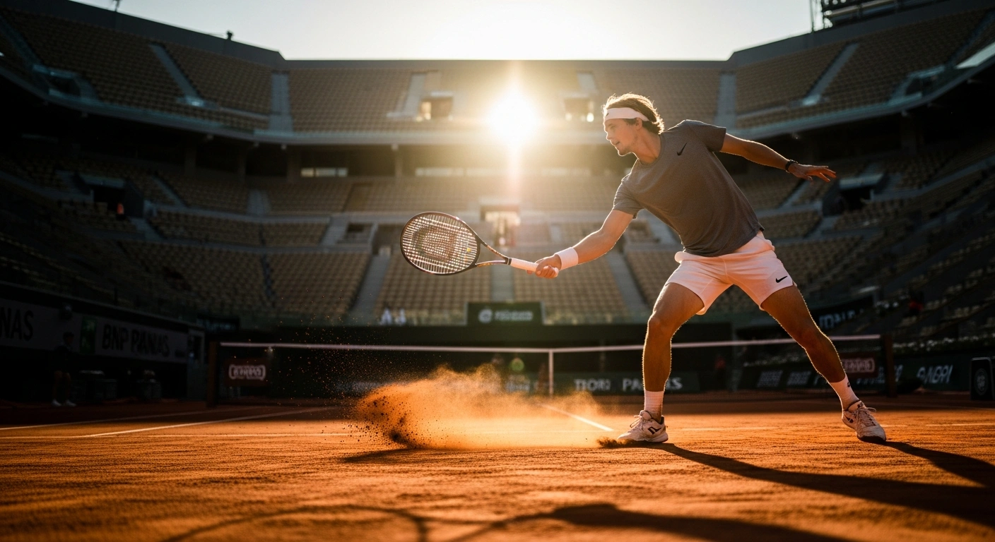 German tennis player Alexander Zverev competes on the red clay court during a match at the French Open in Paris.