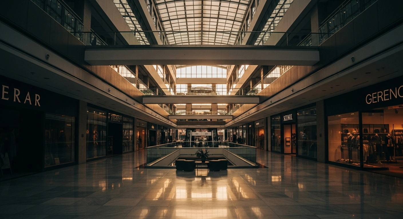 A modern shopping mall interior in Brazil represents the finalized sale of a stake in Shopping Curitiba to the Soifer Group.