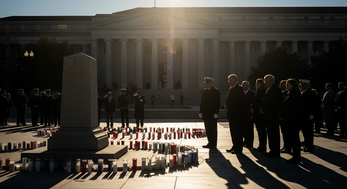 A memorial ceremony in Washington, D.C., honors the 85 victims of the 1994 AMIA Jewish community center bombing in Buenos Aires with candles and a stone monument.