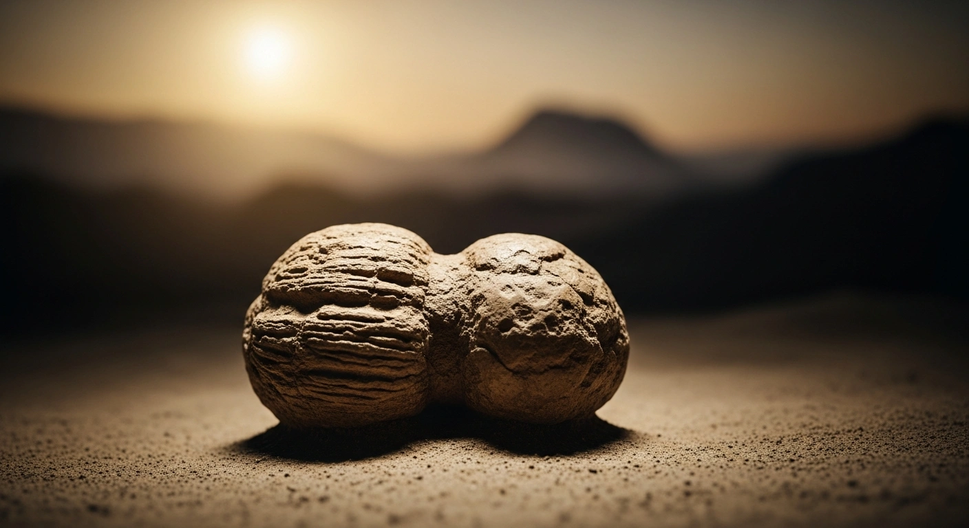 A fossilized coprolite specimen sits on ancient sediment as researchers study prehistoric ecosystems and evolutionary history.